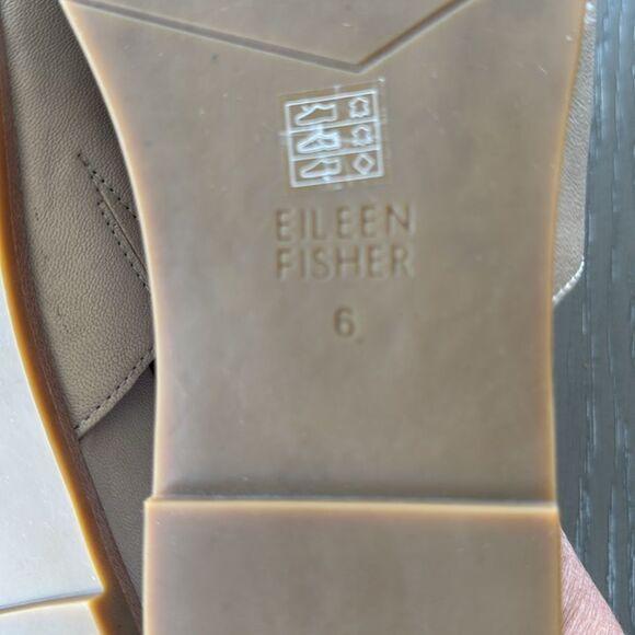 Eileen Fisher Digit Women's Beige Khaki Leather Slide Sandals Minimalist Size 6 - Picture 7 of 9